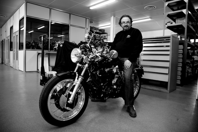 Patrick on a Godet Cafe Racer. © David McCairley