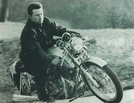 Fritz on one of the first Egli-Vincent manufactured for customers.