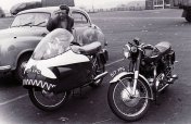 Here is a pair of Norton 750 Atlas, one stock and one with a Dustbin fairing. Picture taking in the 60s.