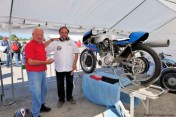 Fritz Egli and Patrick Godet in front of new Patrick's Racer, the Egli 500 Comet. This picture was taken during the Chimay Classic Grand Prix in July 2013. © Philippe Haulet