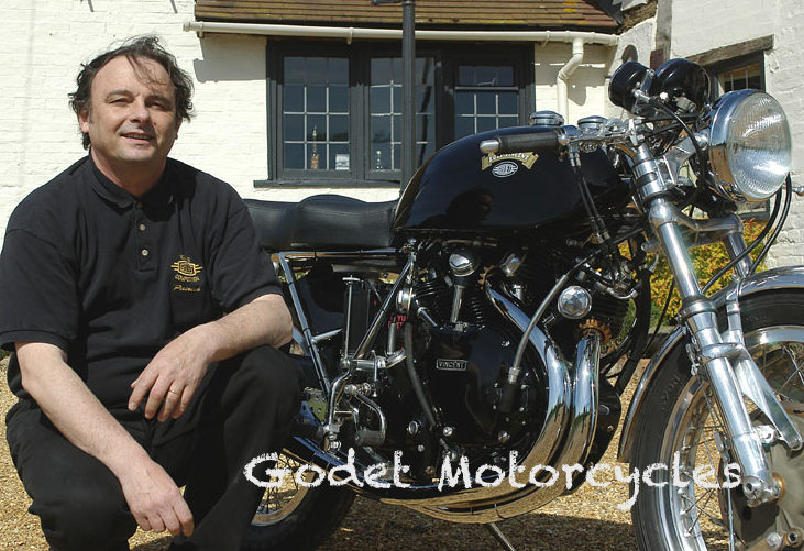 GODET MOTORCYCLES France (76) From maintenance to complete restoration of Vincent and Egli-Vincent road machines to new condition. Address: 28 Route d'Eslettes, 76770 Malaunay, France Phone: +33.235.75.96.56 (Own by Patrick Godet) Email: patrick@godet-motorcycles.com Website: www.godet-motorcycles.com 