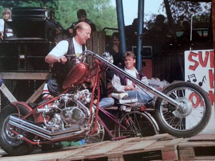 Interesting chopper, the picture is captioned “Norrtalje 1990”.