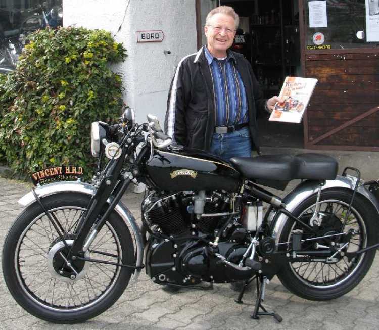 I love this picture as it kicks nearly 50 years back before the story even started when Fritz was given a stock Vincent Black Shadow...