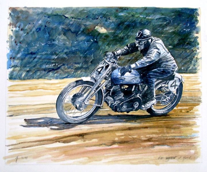 I really love this watercolor by Jean-Marie Guiv'arch representing a Vincent Grey Flash.