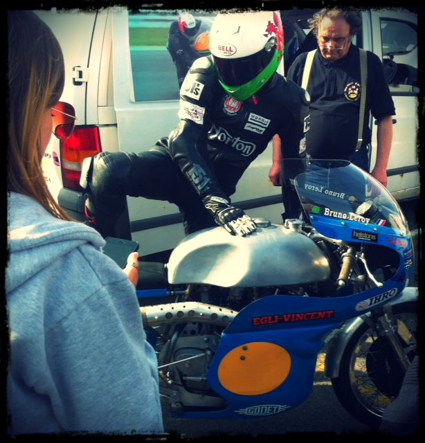 Patrick Godet looks on as rider Alex Sinclair prepares for the off Photo © David Lancaster