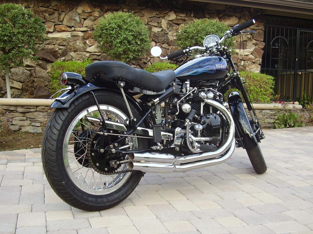 03/20/2014 | VINCENT RAPIDE BOBBER in USA This 1949 Vincent Rapide was auctioned at Las Vegas in Jan 2013. At $66,000 it did not sell. The seller was asking for $80,000. The engine is stroked to 1200cc and the catalogue mentions the following: “The Rapide has been a personal project for the seller for over 20 years and was recently completed in October 2013. The restoration was done with great attention to details and include parts from a rare Vincent Lightning and a Vincent Black Shadow. After restoration no fluids were added. No miles on the rebuilt engine. Overall the seller wanted to create the vision of the “Ultimate Café Racer”, this bike is the result! Sold with title guaranteed” Contact Franck on his cell 714-272-0462 My comment: although the seller seems to have done a great job in assembling parts coming from several basket cases, he definitely over-estimate the value of the bike at $80,000. Numbers do not match and it is only a Rapide. If you fall in love with the style, go for it, but be aware you will likely do not return your money before years....