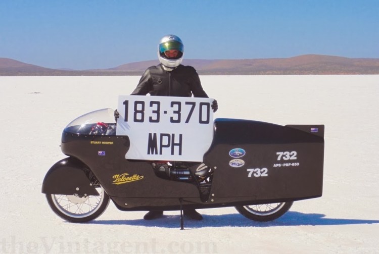 183.374 mph, the Velocette name is confirmed to be the Worlds fastest British single surpassing the fantastic Vincent Might Mouse of Brian Chapman. | Picture Stuart Hooper