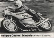 After Fritz Egli in 1968 on Egli-Vincent, Philippe Coulon was the winner in 1972 of the Swtitzerland Hillclimb championship.